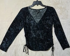 Mixit women’s blouse Top Multicolor  v-neck tie On Sides polyester Spandex