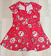 iHot Plus Size 4XL Sugar Skull Rockabilly Red Retro Pinup Dress midi (h)