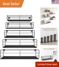 Multifunctional Black Floating Shelves Set of 5 - Durable Wall Storage Solution