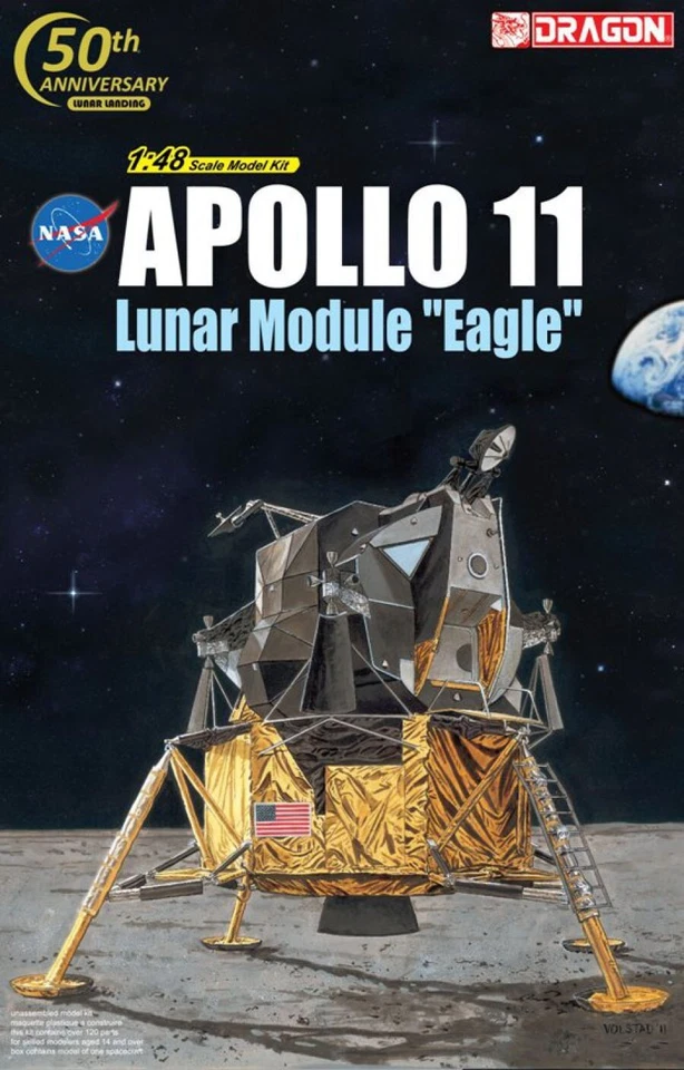 Dragon Space 11008 1/48 Apollo 11 Lunar Module Eagle Landing NASA Model Kit - Image 3 of 4