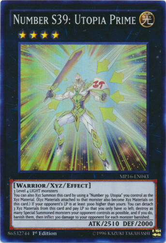 NUMBER S39: UTOPIA PRIME *** SUPER RARE MP16-EN043 MINT/NM YUGIOH