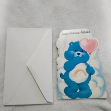 Vtg Greeting Card Care Bears c1986 Birthday For Sister American Greetings Corp