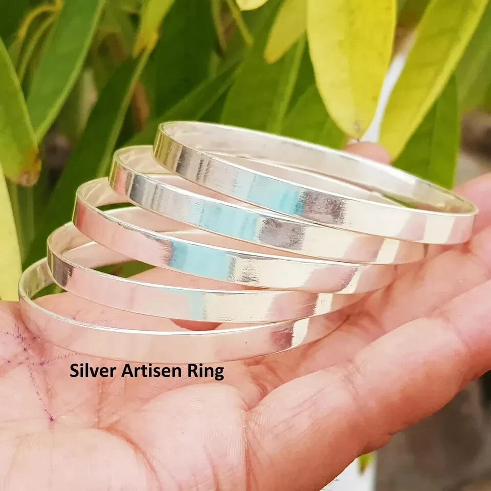 Set Of 5 Bangle Solid 925 Sterling Silver Handmade Women Lovely Bangle, M1495 - Image 4 of 4