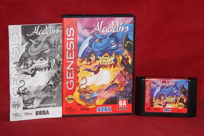 Disney's Aladdin (Sega Genesis, 1993) Authentic Game Cartridge, CIB Complete