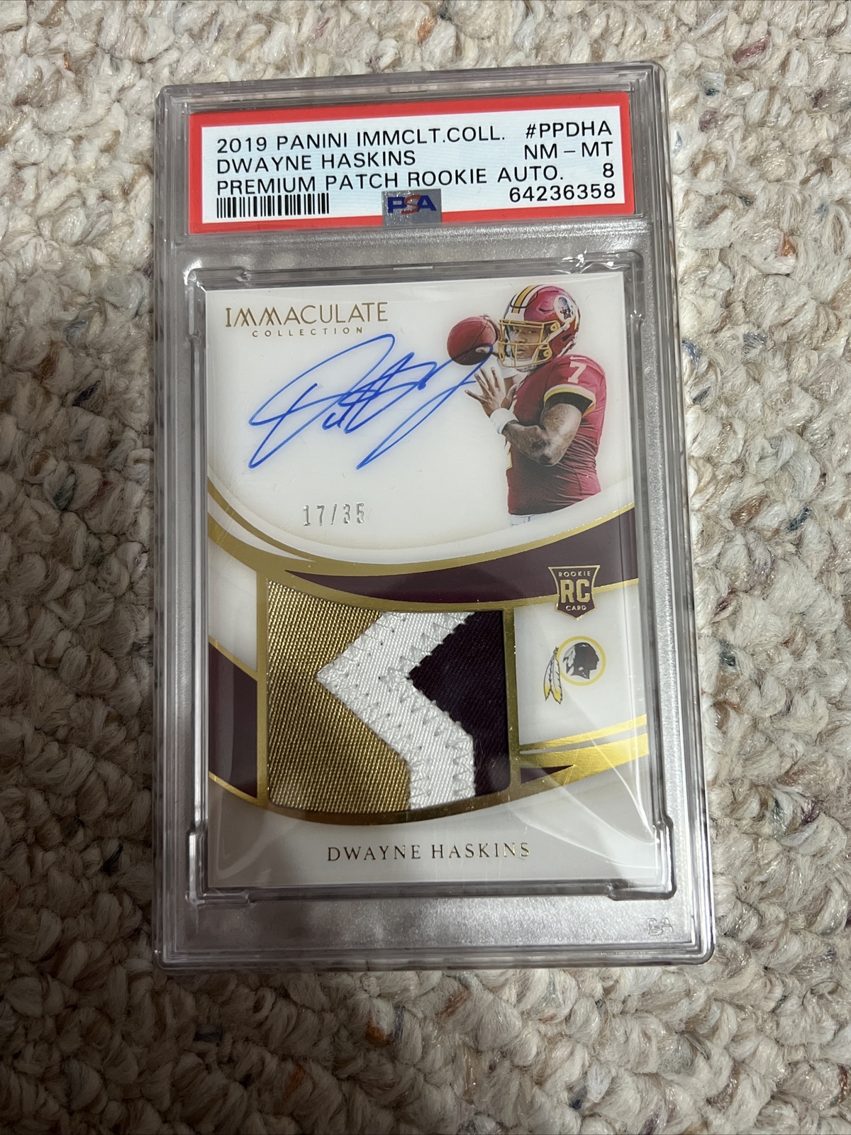 Dwayne Haskins Panini Immaculate Collection Premium Patch Rookie Autographs #PPDHA Base