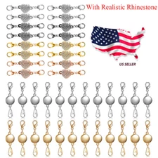 16/24pcs Lobster Claw Magnetic Clasps Necklace Jewelry Extender Hook W/ Diamonds