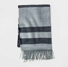 Goodfellow  Co. Men's Striped Scarf - Gray / Blue One Size - Nice  Big NWT NEW