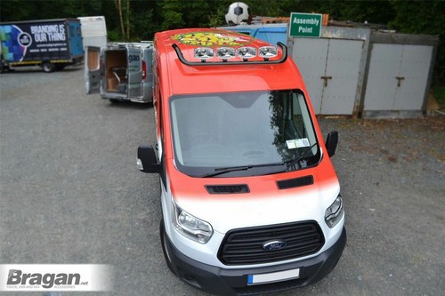 Roof Bar C To Fit Ford Transit MK6 Medium 2000 - 2006 Van High Stainless - BLACK - Picture 2 of 4