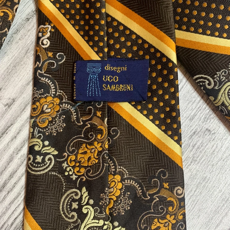 Corbata ancha vintage años 70 marrón naranja geométrica retro psicodélica discoteca años 60 Foto 4 de 4