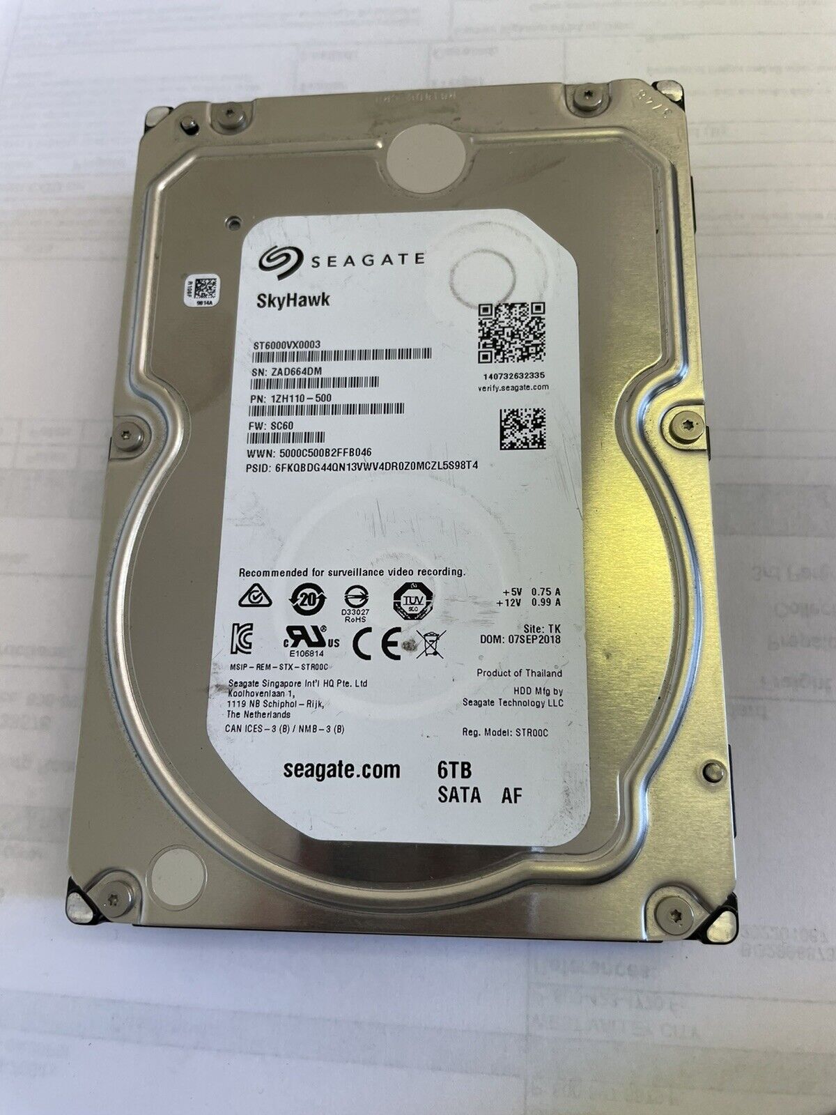 Seagate ST6000VX0003 SkyHawk 6TB 256MB SATA 6GB 3.5&#034; AF Surveillance | eBay