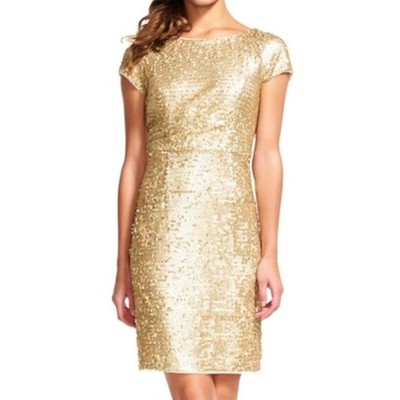adrianna papell gold sequin dress
