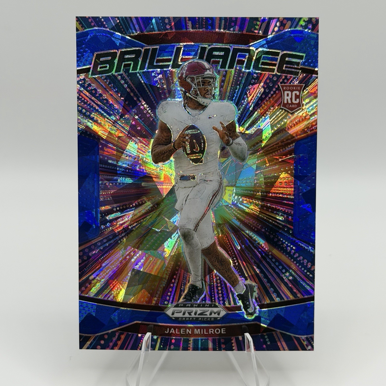 2025 Prizm Draft Picks Jalen Milroe Brilliance Blue Ice Prizm 125/149 Rookie