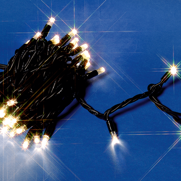 Lichterkette 10M IP44 100LED Deko Lichterkette Warmweiß Mit Schwarzem Kabel-image
