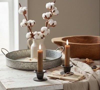 Ragon House 5.75'' 3D Flame Beige Taper Candles - 2 pc Set with 6hr Timer