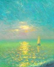 Original oil on canvas Impasto painting, Hand-painted seascape, Impressionism