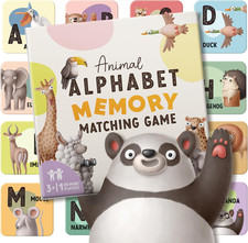 Alphabet Animals Matching Cards for Kids   52 Durable Memory Cards for Toddlers