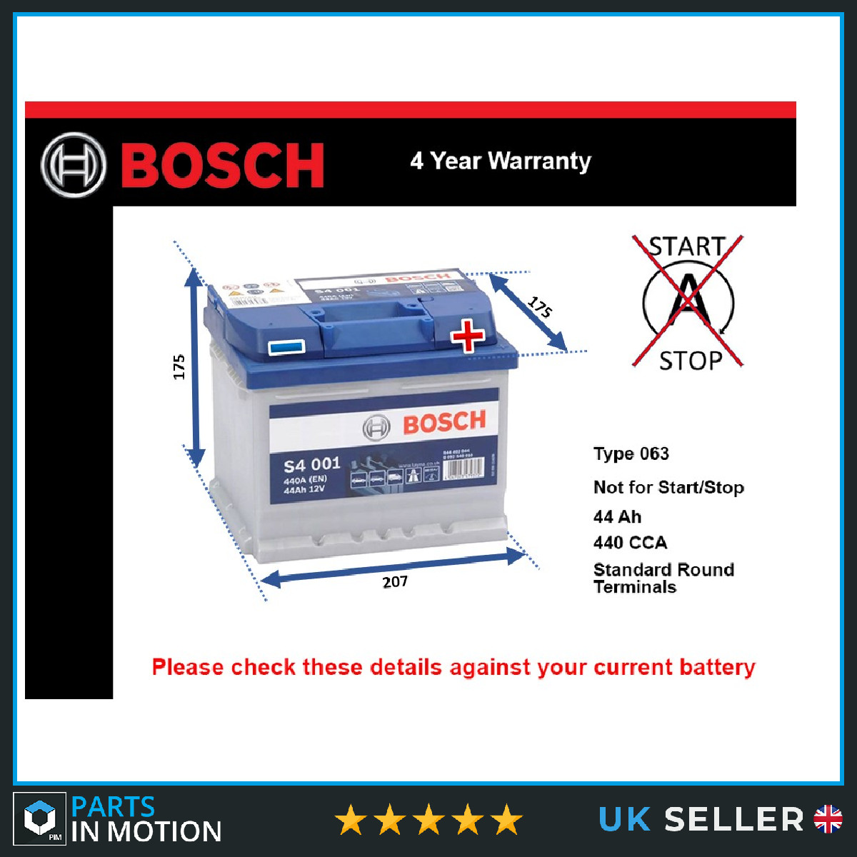  - Bosch S 4001 Car Battery 44 A / H-440 A - Image 35