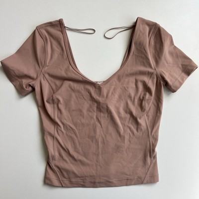 Lululemon Women's Align T-Shirt Crop Top Short Sleeve Pink Clay Size 2