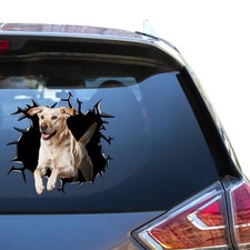 Labrador Retriever Car Window Decal Funny Lab 3D Cracked Glass Sticker