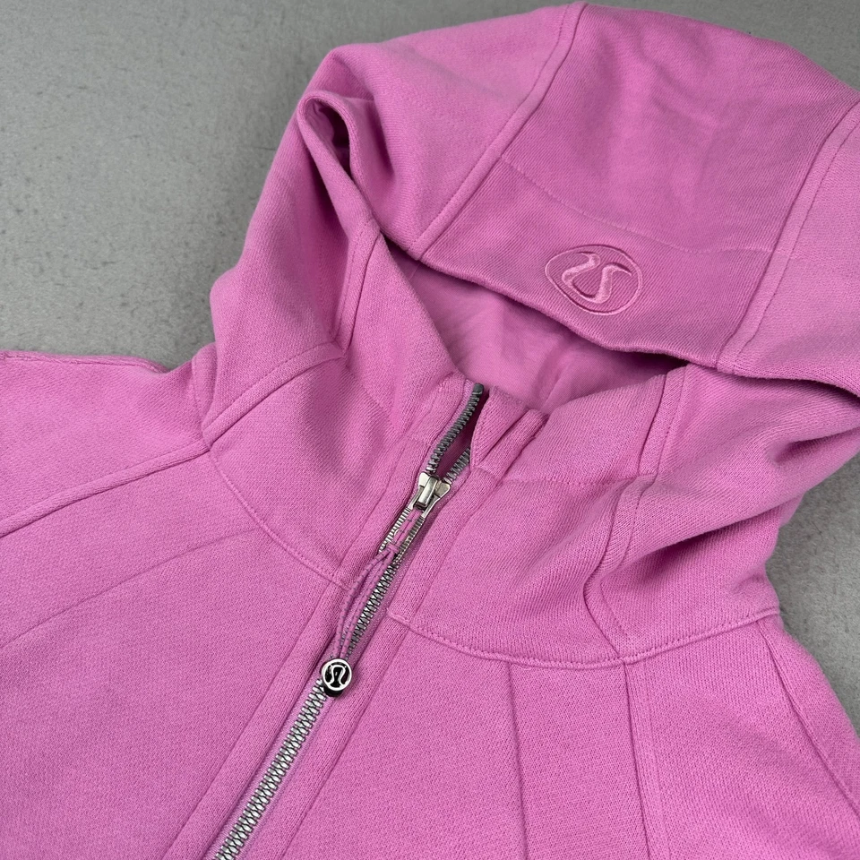 Sudadera con Capucha de Buceo Lululemon Para Mujer 2 Rosa Cremallera Completa Recortada Núcleo Atlético Gimnasio Sudadera con Capucha Foto 3 de 4