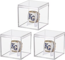 3 Pack Championship Ring Display Case Clear Acrylic Mini