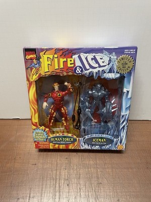 TOYBIZ MARVEL FIRE & ICE HUMAN TORCH AND ICEMAN LIMITED EDITION 1997 BRAND NEW.