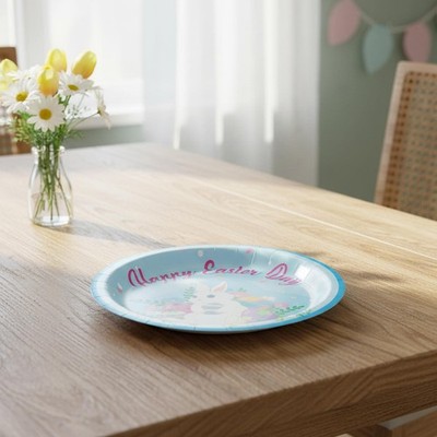 10x Ostern Pappteller Partyzubehör Dessert Kuchenteller Hase Eier Ostern