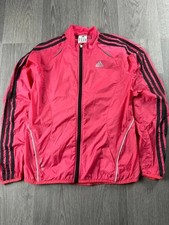 Adidas Windbreaker Jacket Pink - 3 Stripe Sports Running Track Jacket