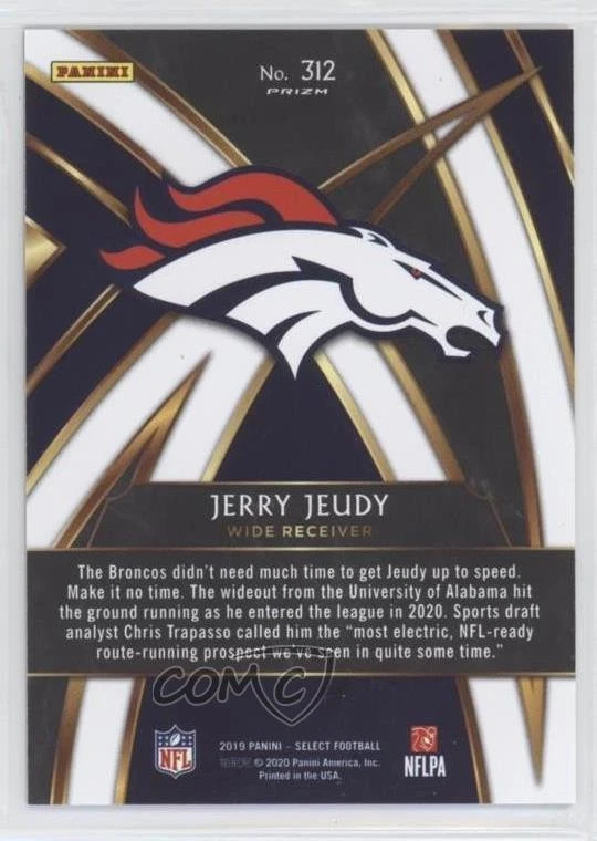 2019 Panini Select 2020 XRC Prizm Redemption Jerry Jeudy #312 - Image 2 of 2