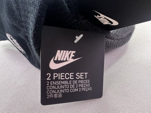 NIKE Cappello e Guanti Berretto a Righe Nero e Grigio Ragazzi Giovanili Maglia Set Regalo Taglia Unica - Foto 6 di 7