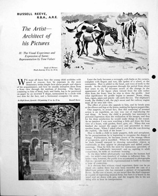 Alter Vintage Druck Studie Pferde High Street Ipswich Russell Reeve um 1952 20.