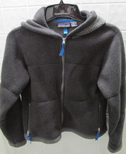 PATAGONIA FLEECE WOMEN'S SMALL HOODED JACKET ZIPPERED FRONT  POCKETS GRAY USA 