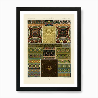 Mittelalter Muster, Albert Racine gerahmtes Wandbild Poster Leinwanddruck Bild