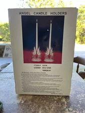 Vintage Acrylic 2 Praying Angels With Frosted Wings Candle Holders