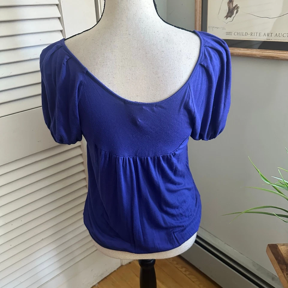 AMERICAN RAG Топ женщин XS синий украшенный ретро Y2K страны Milkmaid повседневный - Изображение 2 из 4