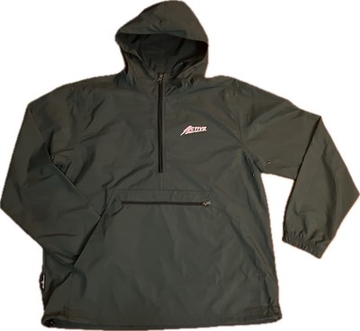 ACTIVE Thunder Bolt Lightning Green 1/4 Windbreaker Hooded Jacket Adult L EUC