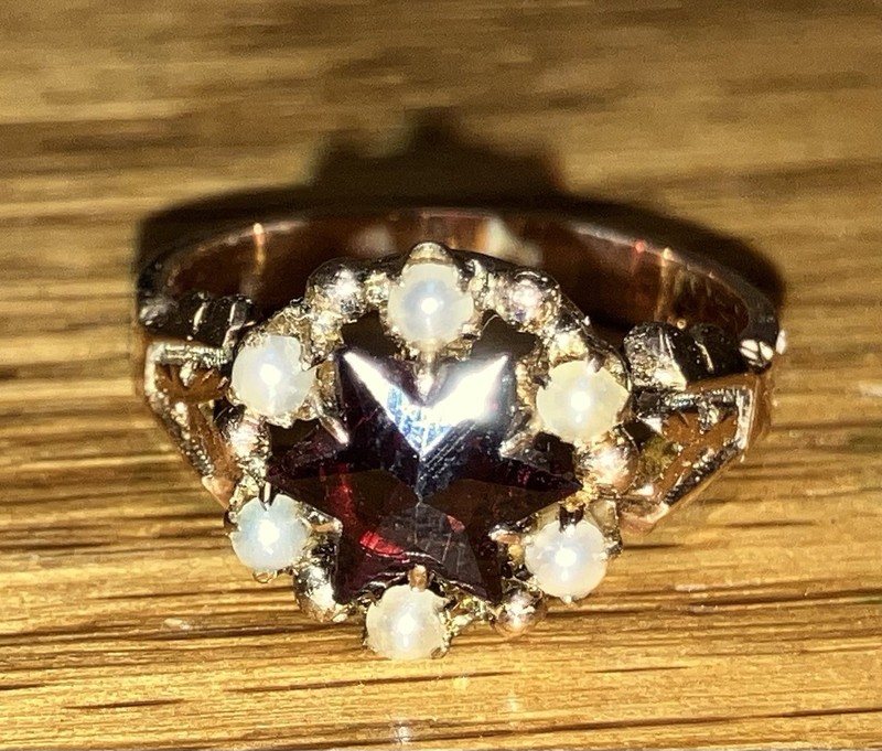 Antique Victorian 14k Gold Garnet Ring Size 5 Vintage Jewelry 1800’s Ten Carat