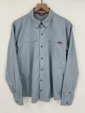 Simms Fishing Shirt Men’s Medium Blue Button Long Sleeve Outdoors Insect Shield