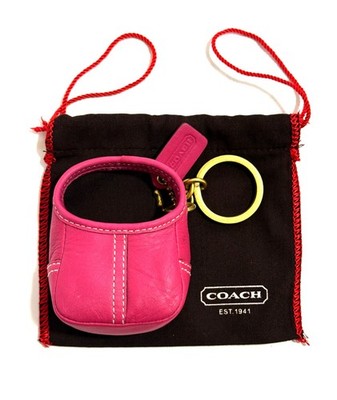 RARE Coach Vtg Raspberry Pink Leather ERGO Hobo Mini Keychain Fob