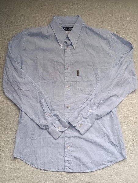 Men Armani Jeans Shirt Blue Cotton 38 / M / 46