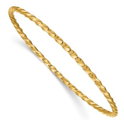 14 Karat Gelbgold poliert gedreht 2,50 mm Slip-On Rund Armreif Armband Damen