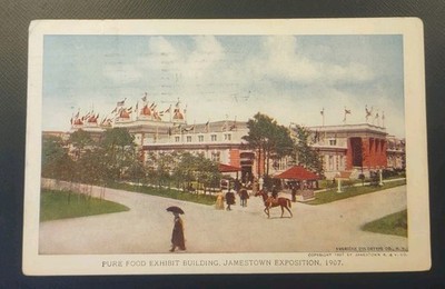1907 Pure Food Exhibit Building Jamestown Exposition Antique VA Expo Postcard