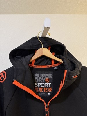 Superdry Sport Gym Tech Spliced Zip Hoodie Medium Black Orange