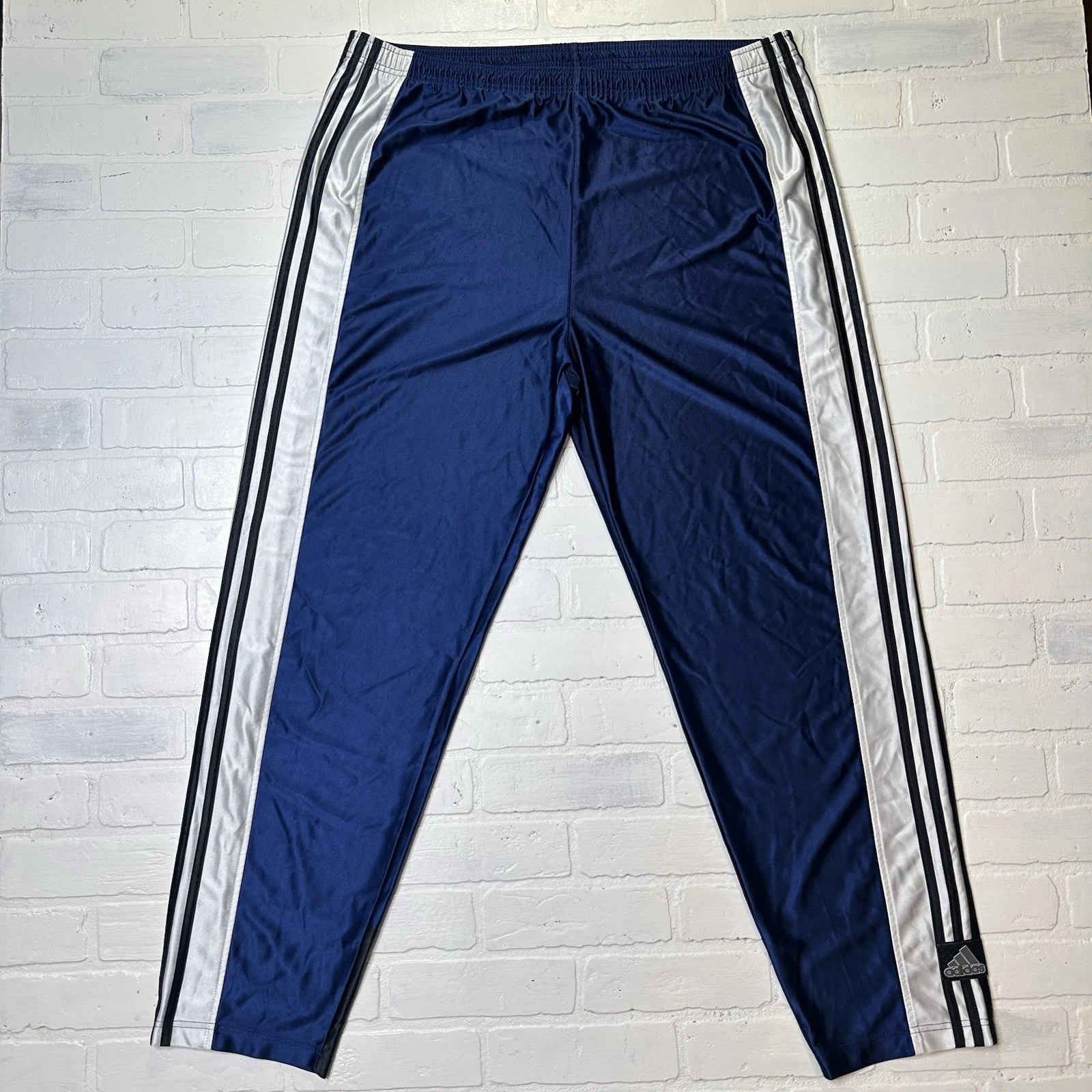 Adidas Vintage Blue Track Pants White Stripes 90s Y2K Tear Away Mens Sz XL *read