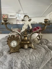Antique/Vintage French Provincial Bronze Putti Cherub Candle Holder. Sweet!!