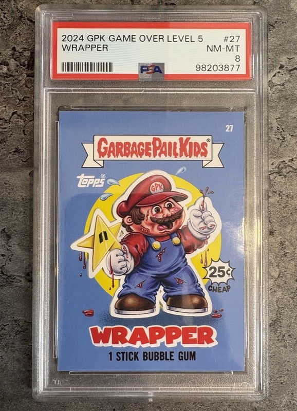 2024 Garbage Pail Kids Game Over Level 6 WRAPPER 27 PSA 8 MINT Super Mario Bros