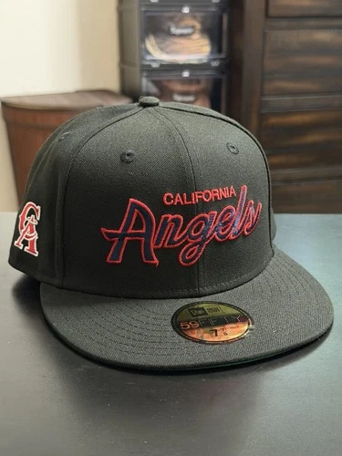 Hat Club California Angels Black Dome New Era Fitted Hat Cap 59fifty 7 7/8