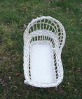 ANTIQUE WICKER ROCKING DOLL CRADLE + PILLOW & COVERLET - FREE LOCAL PICKUP — photo 4