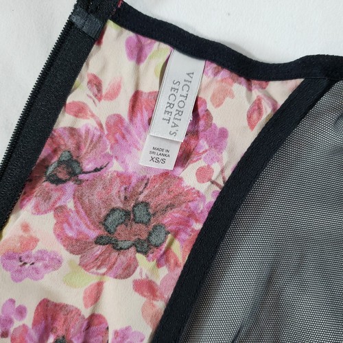 Cinturón liguero Victoria's Secret ajustador de cintura XS/S negro púrpura cremallera floral - Imagen 4 de 5