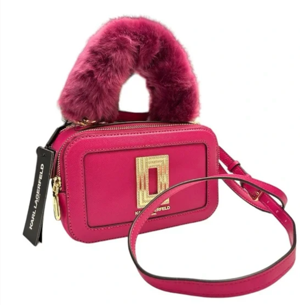 RARE $228 Karl Lagerfeld Simone LH8ER7BI Pink~Gold~Bling Camera